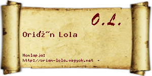 Orián Lola névjegykártya